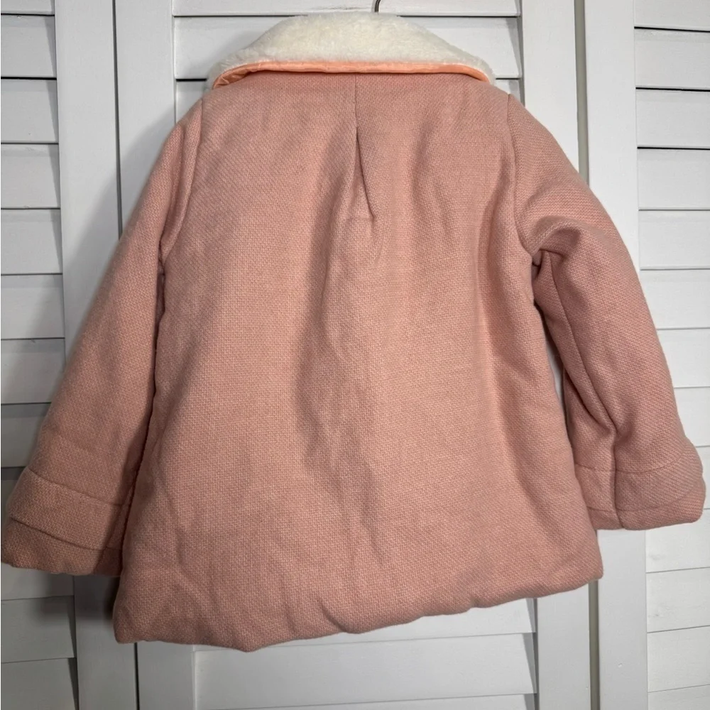 NWT Max Studio Kids Toddler Girls Pink Coat with Faux Fur Collar Size 3T
